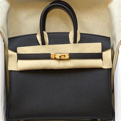 Hermes Birkin 25 Black Togo Gold Hardware 